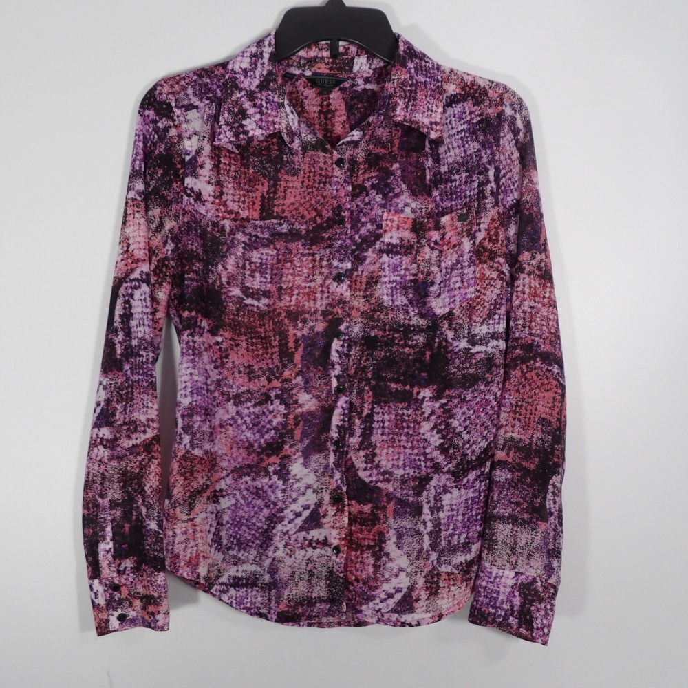 Guess Sheer Shirt Blouse Size S